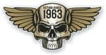 Vintage Biker Skull With Wings Established 1963 Cafe Racer Motorcycle Vinyl Sticker Decal 125x60mm