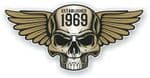 Vintage Biker Skull With Wings Established 1969 Cafe Racer Motorcycle Vinyl Sticker Decal 125x60mm