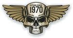 Vintage Biker Skull With Wings Established 1970 Cafe Racer Motorcycle Vinyl Sticker Decal 125x60mm