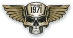 Vintage Biker Skull With Wings Established 1971 Cafe Racer Motorcycle Vinyl Sticker Decal 125x60mm