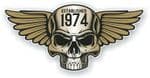 Vintage Biker Skull With Wings Established 1974 Cafe Racer Motorcycle Vinyl Sticker Decal 125x60mm
