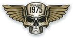 Vintage Biker Skull With Wings Established 1975 Cafe Racer Motorcycle Vinyl Sticker Decal 125x60mm