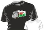 Welsh Dragon Wales CYMRU Flag with Buldog Motif Fun Novelty Design for mens or ladyfit t-shirt