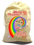 X-Large Cotton Drawcord LGBT Christmas Xmas Santa Sack Stocking Gift Bag With Gay Pride Rainbow Flag