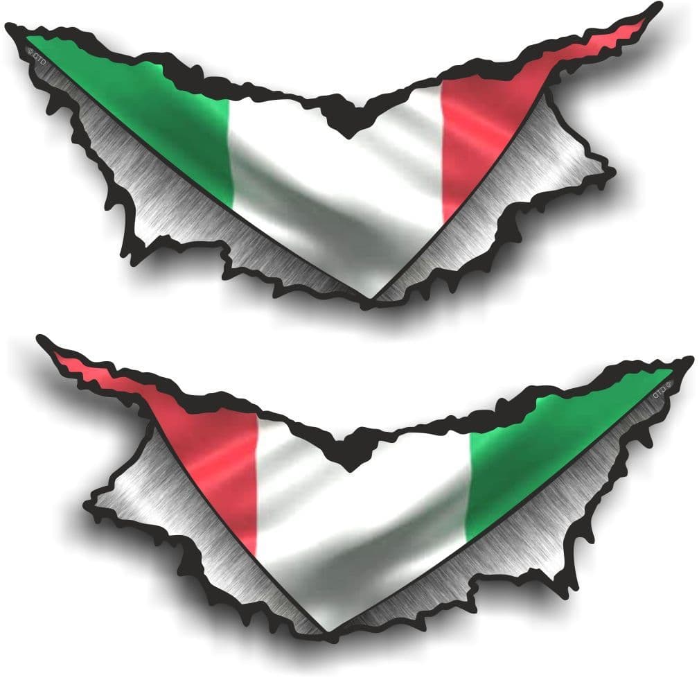 XLARGE Pair Triangular Ripped Torn Metal & Italy Italian Flag Motif ...