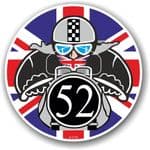 Year Dated 1952 Cafe Racer Roundel Design & Union Jack Flag Vinyl Car sticker decal 90x90mm
