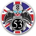Year Dated 1953 Cafe Racer Roundel Design & Union Jack Flag Vinyl Car sticker decal 90x90mm