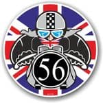 Year Dated 1956 Cafe Racer Roundel Design & Union Jack Flag Vinyl Car sticker decal 90x90mm