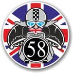 Year Dated 1958 Cafe Racer Roundel Design & Union Jack Flag Vinyl Car sticker decal 90x90mm