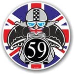 Year Dated 1959 Cafe Racer Roundel Design & Union Jack Flag Vinyl Car sticker decal 90x90mm