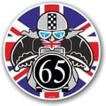 Year Dated 1965 Cafe Racer Roundel Design & Union Jack Flag Vinyl Car sticker decal 90x90mm