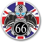 Year Dated 1966 Cafe Racer Roundel Design & Union Jack Flag Vinyl Car sticker decal 90x90mm