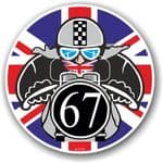 Year Dated 1967 Cafe Racer Roundel Design & Union Jack Flag Vinyl Car sticker decal 90x90mm