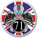 Year Dated 1971 Cafe Racer Roundel Design & Union Jack Flag Vinyl Car sticker decal 90x90mm