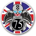 Year Dated 1975 Cafe Racer Roundel Design & Union Jack Flag Vinyl Car sticker decal 90x90mm