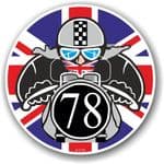 Year Dated 1978 Cafe Racer Roundel Design & Union Jack Flag Vinyl Car sticker decal 90x90mm