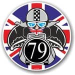 Year Dated 1979 Cafe Racer Roundel Design & Union Jack Flag Vinyl Car sticker decal 90x90mm