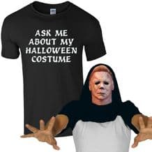 Ask Me About My Halloween Costume Mike Myers T-Shirt Funny Zombie Mens Flip Top