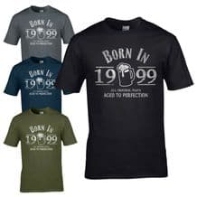 Born in 1999 T-Shirt - 21st Year Birthday Age Present Beer Funny Aged Mens Gift