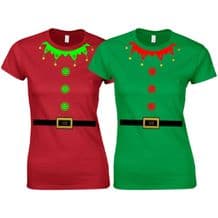 Christmas Elf Suit Ladies Fitted T-Shirt - Cute Santa's Little Helper Funny Gift