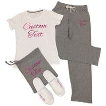 Custom Printed T-Shirt & Trousers Pyjamas Set - Personalised Sleep Over Party PJ