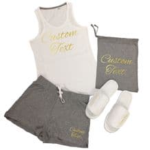 Custom Printed Vest Top & Shorts Pyjamas Set - Personalised Sleep Over Party PJs