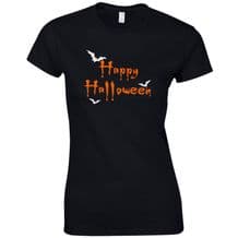 Happy Halloween Freaky Bats Ladies Fitted T-Shirt - Funny Fancy Dress Gift Top