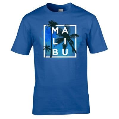 MALIBU T-Shirt - Palm Tree California City Beach Holiday Unisex Tee Mens Top