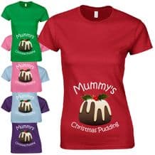 Mummy's Christmas Pudding Ladies Fitted T-Shirt - Funny New Baby Pregnancy Gift