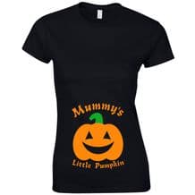 Mummy's Little Pumpkin Ladies Fitted T-Shirt Funny Halloween Pregnancy Gift Top