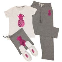 Pineapple T-Shirt & Trousers Pyjamas Set - Fresh Fruit PJs + Add Slippers Option