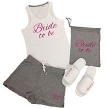Wedding Vest Top & Shorts Pyjamas Set Hen Do Party Night Bride To Be Bridesmaid