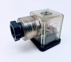 3 Pin Hirschman Connector DIN 43650A Clear 24V DC LED Illuminated