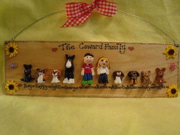 10 character3d Family Sign including pets Horse Rabbit  Cat Dog Tortoise Personalised