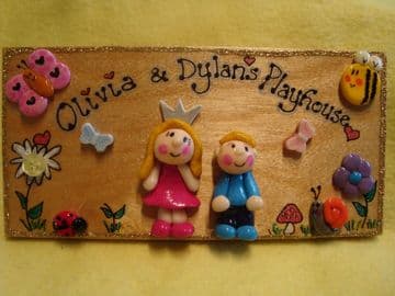 2 character 3d Personalised Wendy House Playhouse Playroom Bedroom Sign Plaque