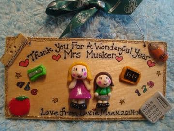 2 character 3d  Teacher's Classroom Personalised  Unique Sign Plaque Gift Handmade