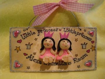 2 Characters 3d Princess Plaque Wooden Sign Handmade Customised to Order Unique Item Bedroom Playroom Playhouse