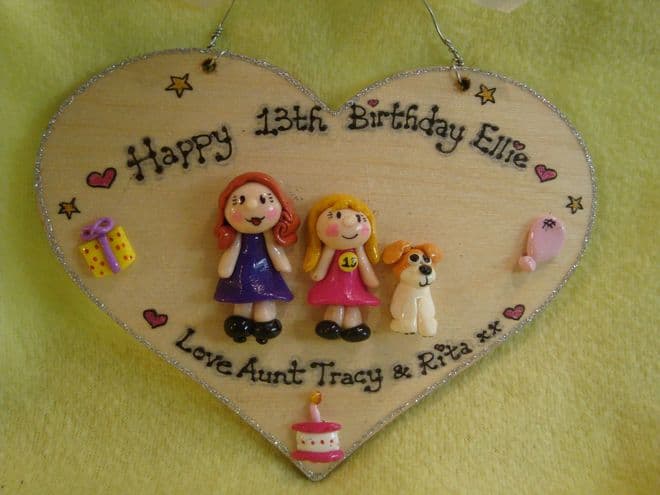 3 character 3d Personalised Birthday Heart shaped wooden Sign Any age 13 16 18 21 30 40 50 60 70 80 90 100
