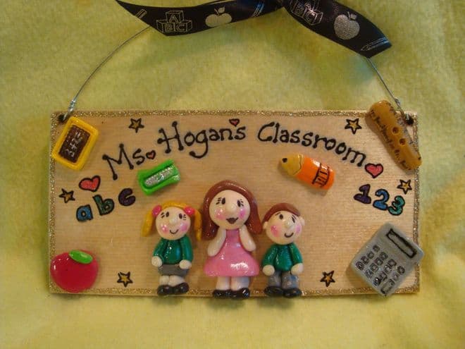 3 character Teacher Classroom Personalised 3d Sign Plaque Gift Handmade