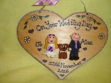3 character Wedding Day Anniversary Personalised 3d Heart shaped wooden Sign Personalised to Order Handmade Unique Keepsake Gift