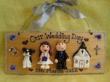 3 characters + Church/ Chapel 3d Family Wedding / Anniversary Sign Personalised Christian theme Unique Handmade To Order