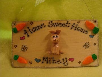 3d Bunny Rabbit Hutch Run Room Home Sweet Home  House Cage Personalised Plaque Sign Any Colour Pet