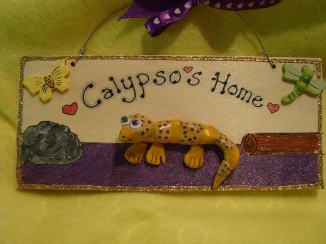 3d Leopard Gecko Personalised VIVARIUM TERRARIUM Children's Bedroom Reptile Lizard Sign Handmade plaque