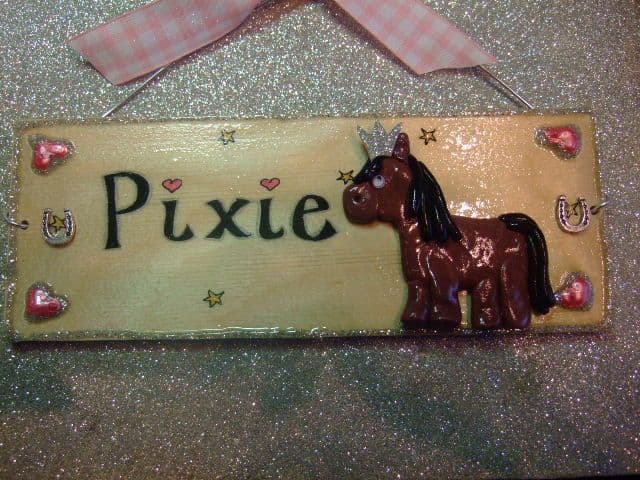 Personalised Handmade Horse Pony Stable Door Name Plate Sign Pet Housing 