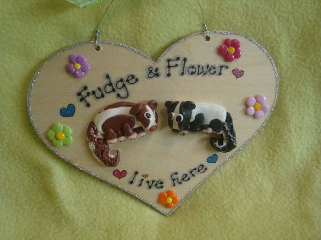 3d Pet Skunk Heart shape wooden Personalised sign Up to 2 characters cage, bed Room plaque