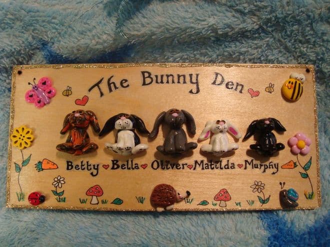 5 character Large 3d Pet Animal Bunny Rabbit Dog Cat Guinea Pig Sign Any Phrasing Personalised & Customised Plaque Handmade
