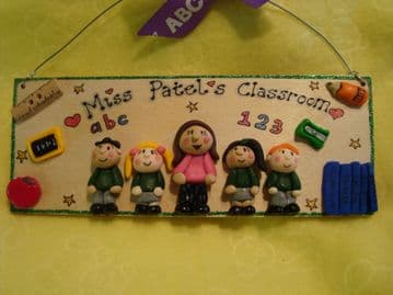 5 character Teacher's Classroom Personalised 3d Unique Sign Plaque Gift Handmade One of A Kind Any Phrasing Wooden