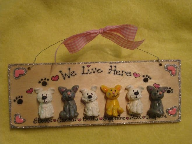 6 character 8x3 inch 3d Pet Sign Any Phrasing Personalised Plaque Handmade  Unique OOAK Dog Cat Rabbit Reptile Any Animal