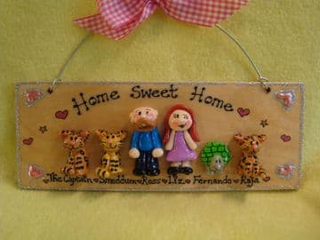 6 character (including pets) 3d Family Sign Handmade Personalised Plaque Customised To Order Garden or heart theme