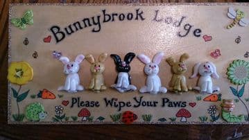 6 character Large 3d Bunny Rabbit Sign Any Phrasing Personalised & Customised Plaque Handmade To Order Unique OOAK